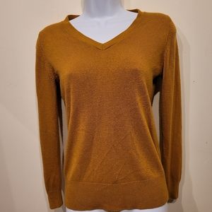 S brand Womens mustard/ honey brown color, small v-neck sweater.